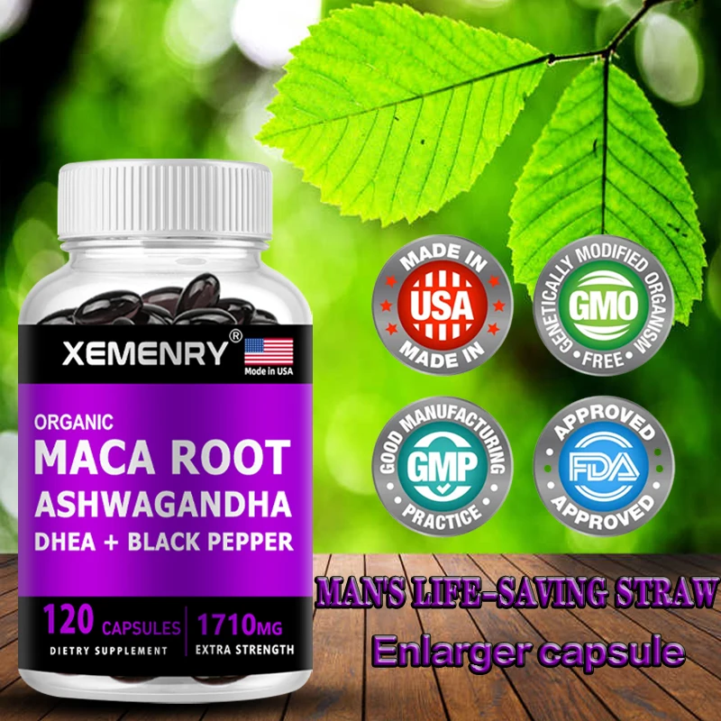 Natural Black Maca Root And Ashwagandha Capsules, Maca Root Capsules