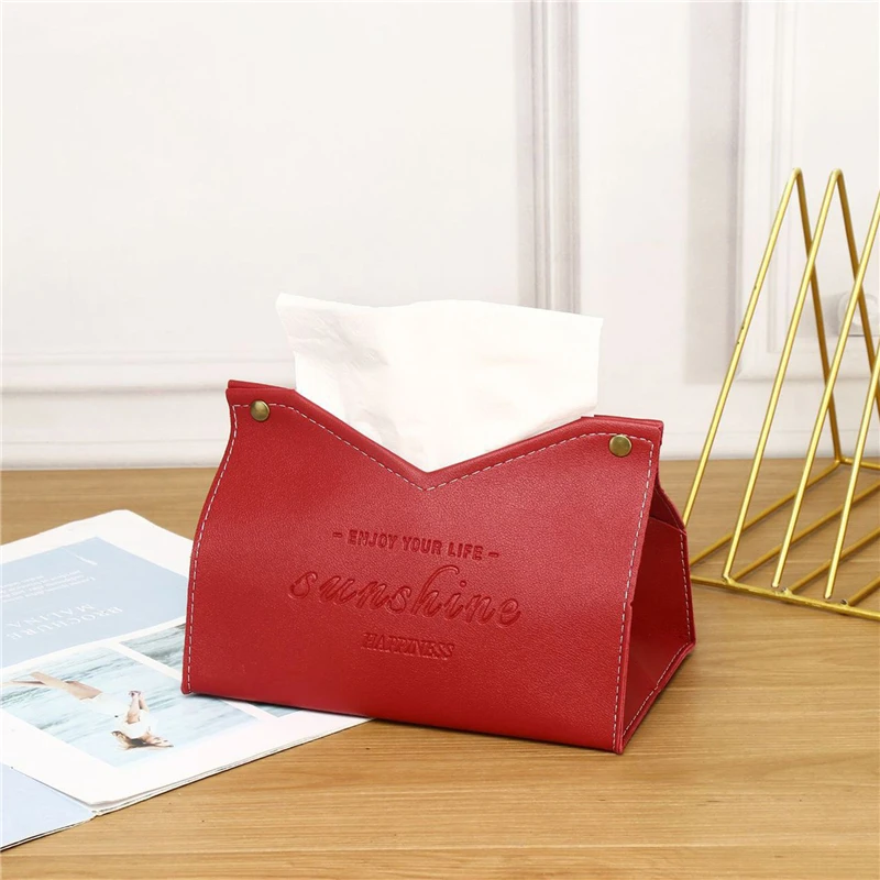 PU Leather Tissue Box Holder Car Tissue Container Box Toilet Paper Box Desktop Napkin Holder Bedroom Paper Tissue Dispenser 5