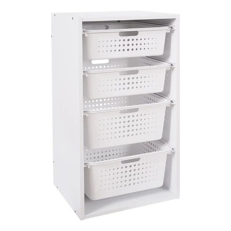 

Kids Sliding Bin Organizer with 4 Storage Bins, White