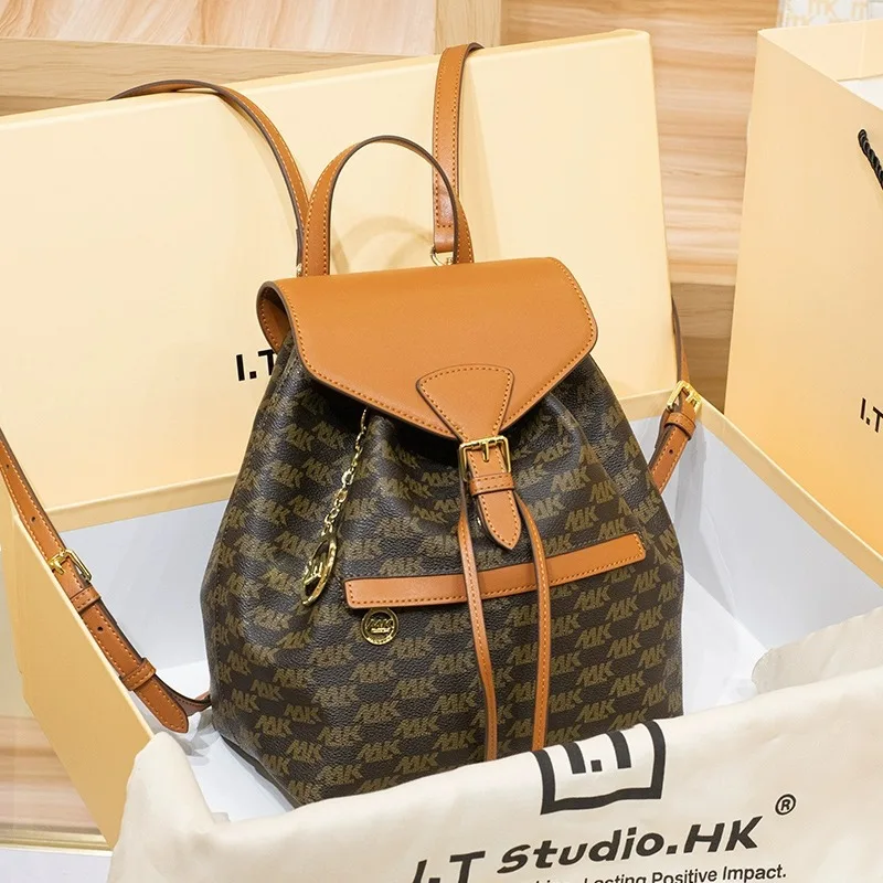 

Популярный вместительный рюкзак из натуральной кожи Гонконга MK для женщин, новинка 2023, удобный осенне-зимний дорожный рюкзак и