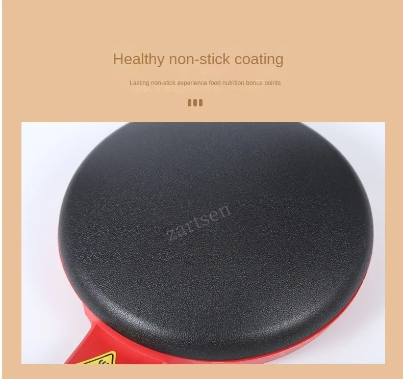 Description Picture 4 of item110V 220V Electric Crepe Maker Breakfast Pizza Baker Pancake Baking Pan Non-stick Griddle Chinese Spring Roll Cooking Pan