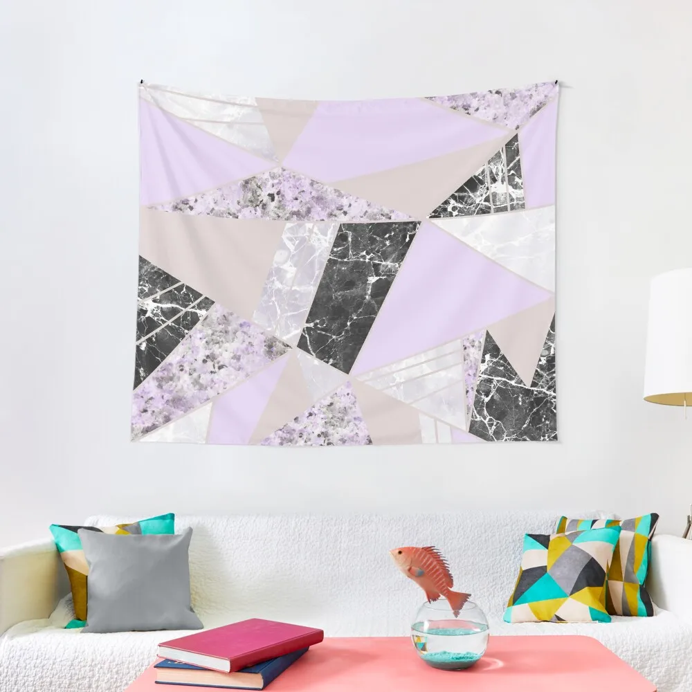 

Geometrical black white lavender abstract marble Tapestry Decoration Pictures Room Wall Home Decorations Aesthetic Tapestry