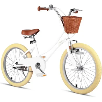 Children's 12-20 Inch Vintage Style Bikes with Training Wheels, Basket, and Bell for Ages 2-12