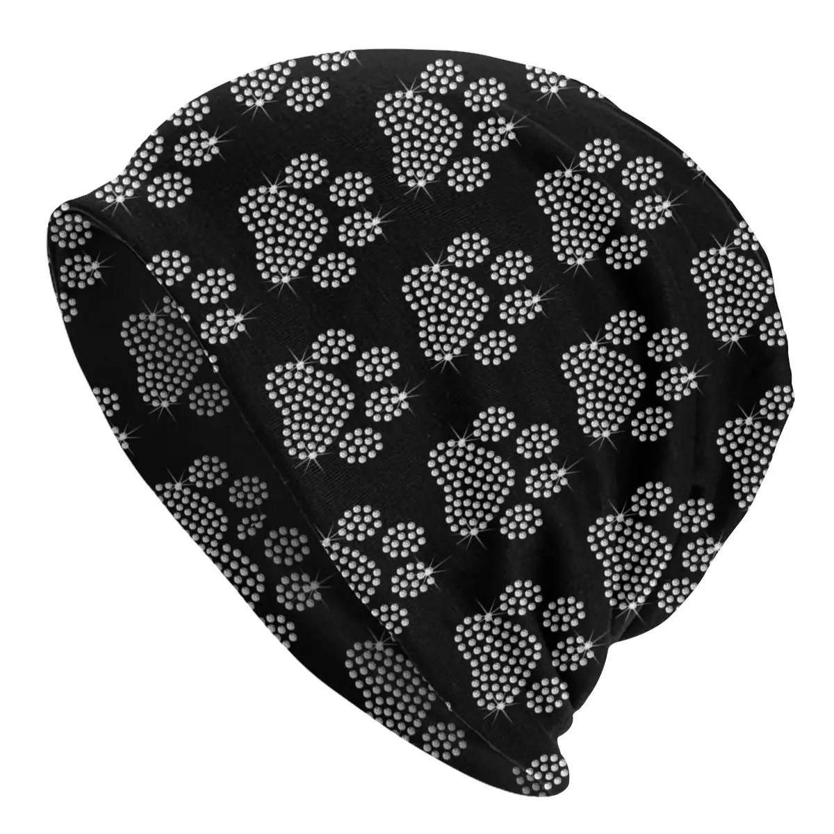 

Sparkle Rhinestone Dog Paw Bonnet Homme Street Knit Hat For Women Men Warm Winter Beanies Caps