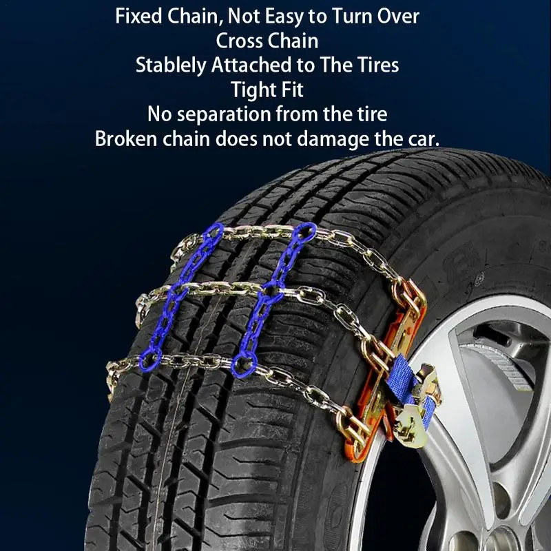 Portable Car Snow Tire Chains Mud Tyre Wheels Thick Anti-Skid Belt For Car/SUV/Truck Portable Easy Mount Emergency Traction Car