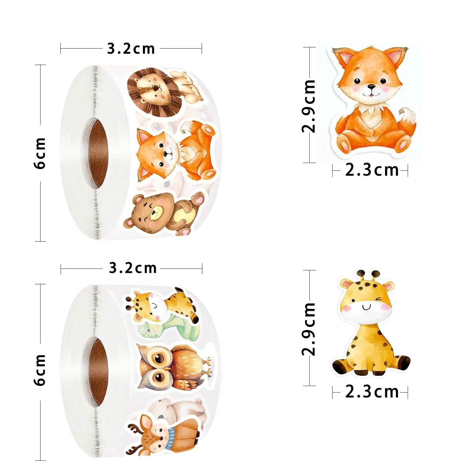 Cartoon Animal Stickers for Kids – Cute Nature-Inspired Reward Stickers for Teachers and School Supplies
