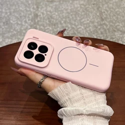Vibrant Liquid Silicone Shockproof Magnetic Phone Case, Compatible with Magsafe Wireless Chargers - Xiaomi 15 (JK Sakura Powder)
