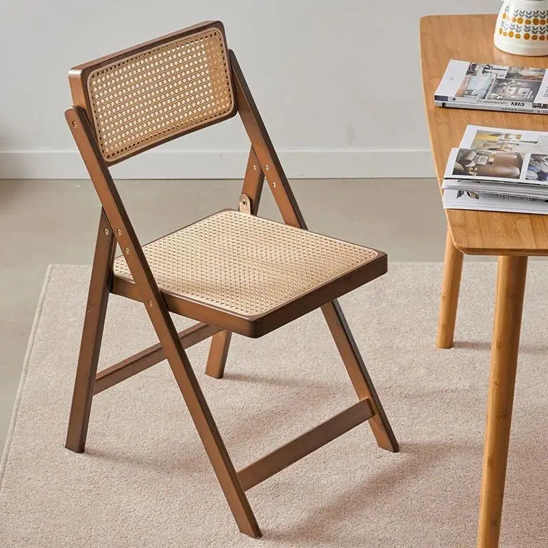 Stackable Dining Chairs Wood Folding Dining Room Chair Woven Seat Kitchen Balcony Furniture Sillas Para Comedor Patio Chair dining chair dining chair cover