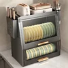 Kitchen Cabinet with Dish Rack Kitchen Countertop Dish Storage Rack for Dishes Household Dustproof Cupboard Tableware Cabinet 1