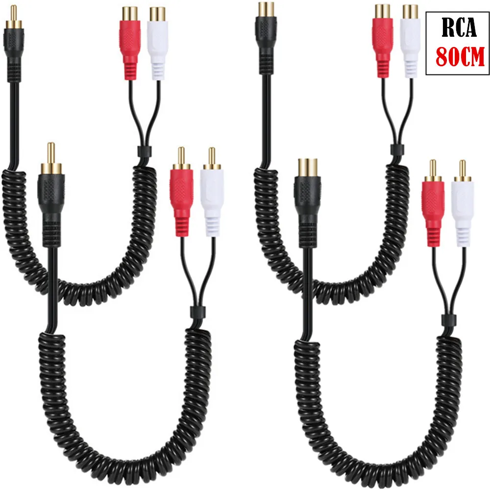 

Спиральный Соединительный кабель RCA к 2 RCA Y-образный кабель стерео аудио кабель 0,8 м