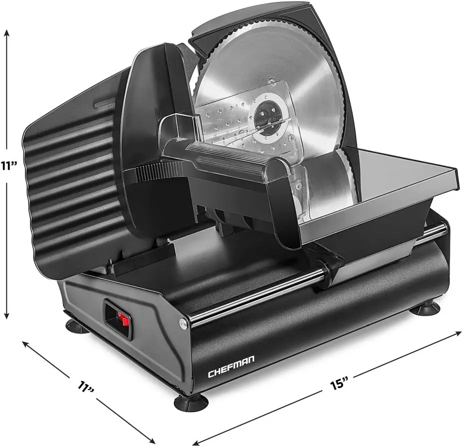 Electric Deli Slicer With Adjustable Slices, Stainless Steel Blades, Safe Feet - For Ham, Cheese, Bread, Fruit & Veggies 6