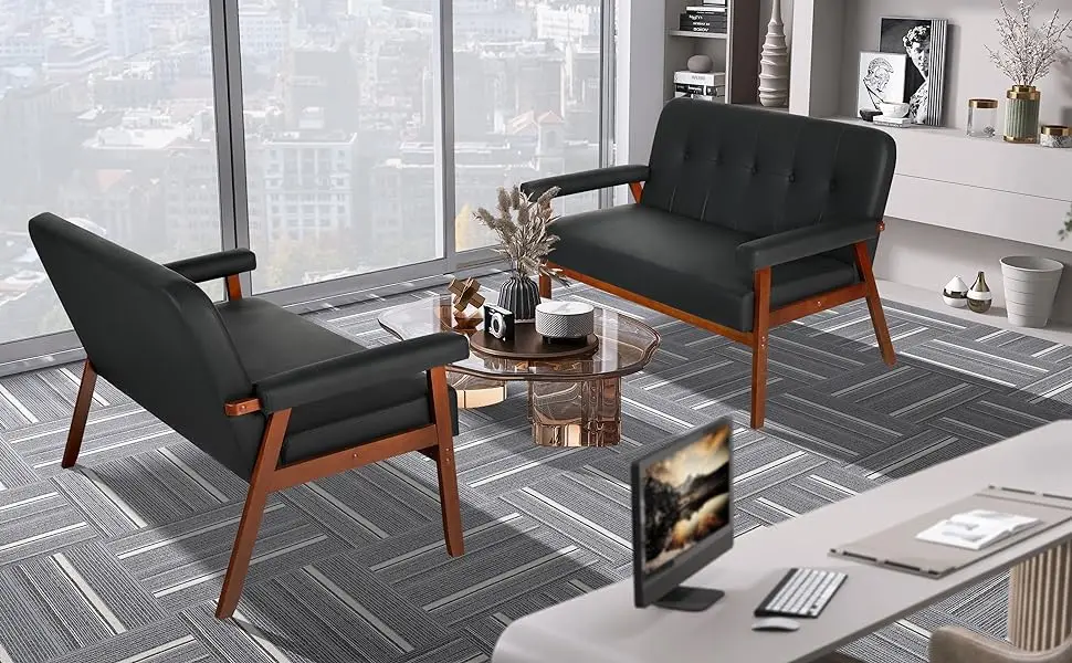 black faux leather couches for office