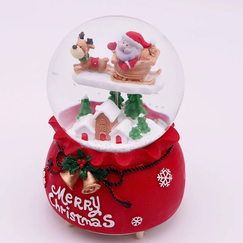 New Christmas Music Box Decorations Christmas Tree Old Man Crystal Ball Blessing Bag Creative Gift Snow Lights Carousel