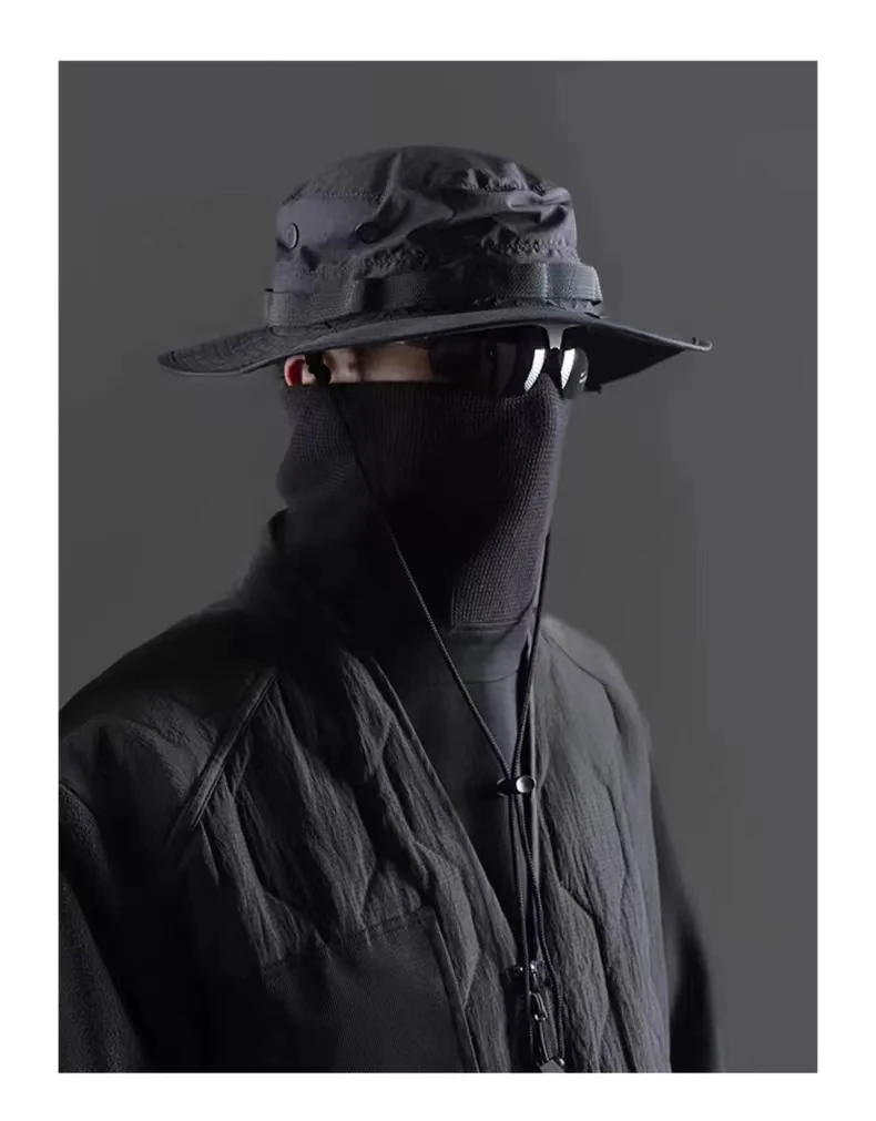 Whyworks 23aw Wide brimmed fisherman hat splash proof sun shading dome adjustable techwear gorpcore
