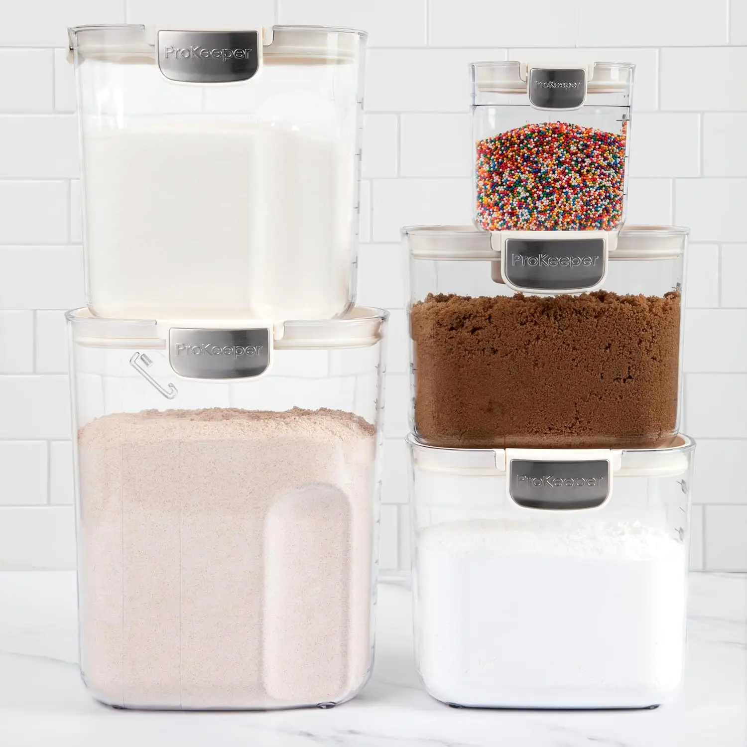 9 Piece Clear Plastic Airtight Food Flour and Sugar Baker's Kitchen Storage Organization Container Canister 5