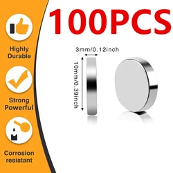 Ultra - Strong Round Magnet for Home, Office, and Craft Decor (10mmx3mm - 100Pcs)