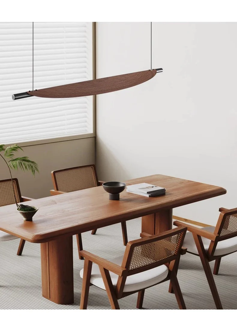 Nordic Wood Grain Leaves Led Pendant Light Wabi Sabi Restaurant Table Bar Chandelier Lighting Home Tea Room Decor Hanging Lamps