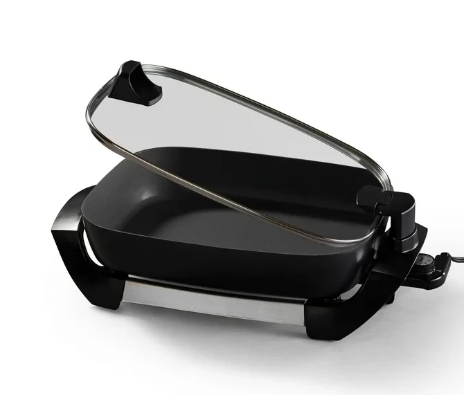 Oster DiamondForce 12-in x 16-in Nonstick Electric Skillet with Hinged Lid, Black 2