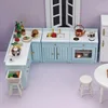 1:12 BJD DOLLHOUSE Mini Kitchen Decorations Model Furniture Corner Cabinet Blue Cooktop Cover Set OB11 Doll House Accessories 1