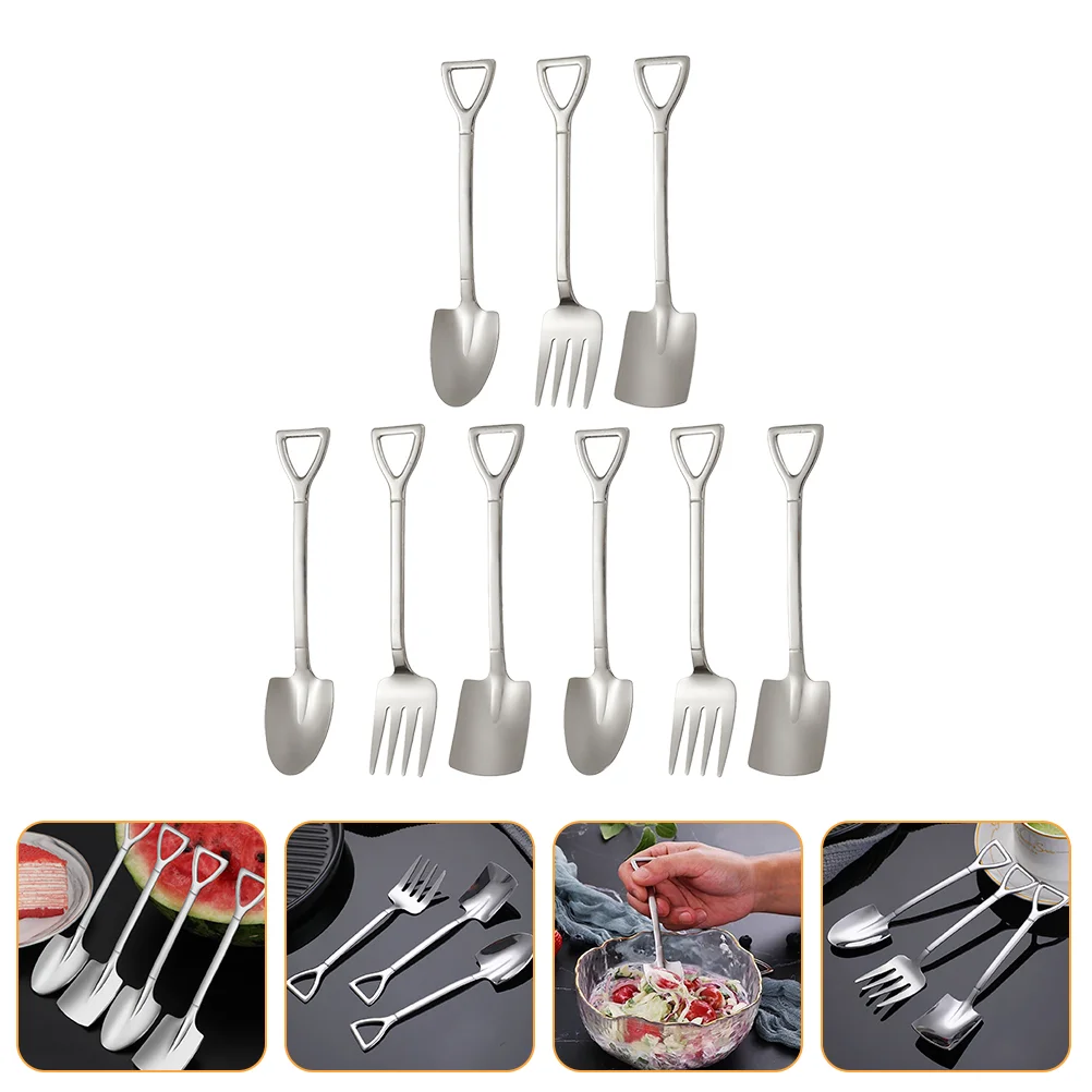 

9 Pcs Stainless Steel Dessert Spoon Pointed Spoons Scoop Shape Coffee Spoonss Fruit Kitchen Mixing Teaspoon and