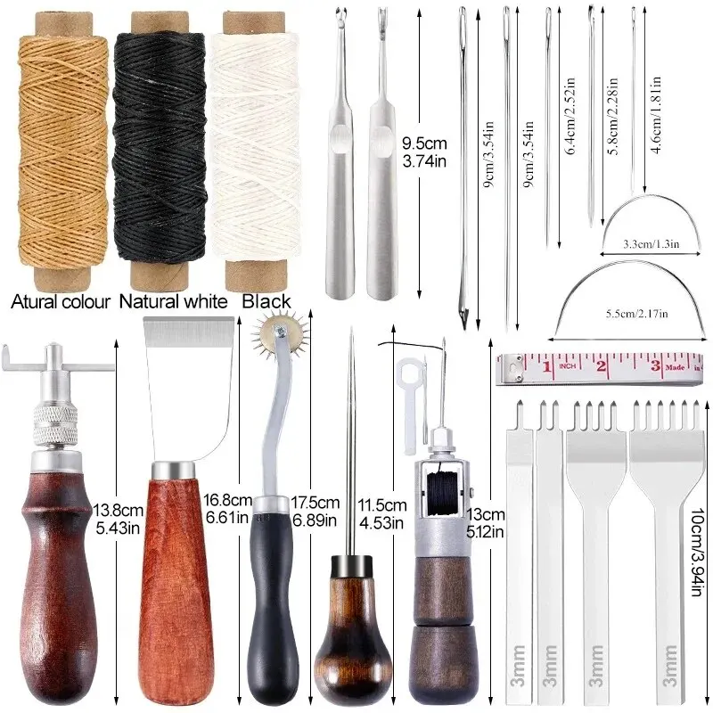 Leather Craft Tools Kit Professional Leather Hand Sewing Repair Kit Stitching Punch Carving Work Groover Set DIY Tool Set leather tools leather craft tool kit leather craft tools leather craft tool
