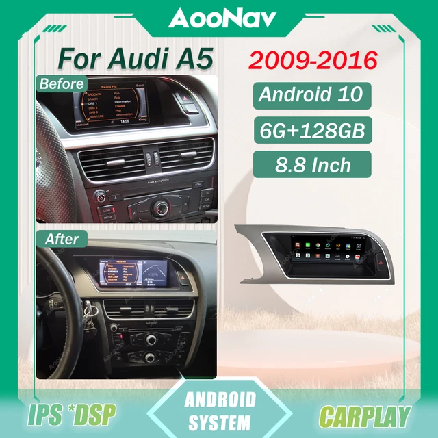 Pour Audi A5 2009-2016 Autoradio GPS Navigation Voiture Lecteur multimédia  Android Auto Vidéo Stéréo Sans Fil Carplay 2din Unité Tête