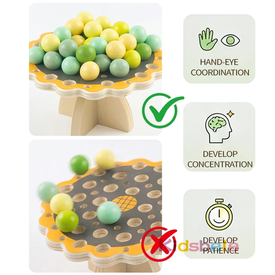 2인용 해바라기 균형 게임, 재미있는 나무 균형 나무, 화려한 구슬 공 보드, 테이블탑 파티 재미있는 인터랙티브 게임