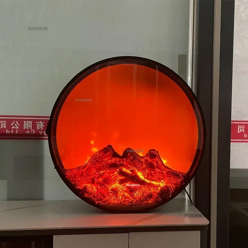 Creative Round เตาผิงอิเล็กทรอนิกส์ Core จําลอง Fire ฝังผนังเตาผิง LED เปลวไฟตกแต่งบ้านเครื่องประดับ 1