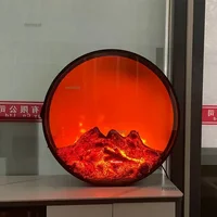 Creative Round เตาผิงอิเล็กทรอนิกส์ Core จําลอง Fire ฝังผนังเตาผิง LED เปลวไฟตกแต่งบ้านเครื่องประดับ 1