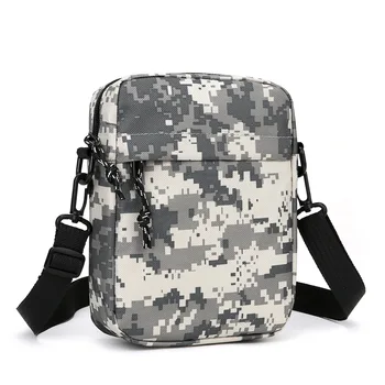 Borsa a tracolla da uomo Borsa a tracolla mimetica in nylon quadrata piccola Design minimalista Borsa a tracolla leggera casual con cerniera