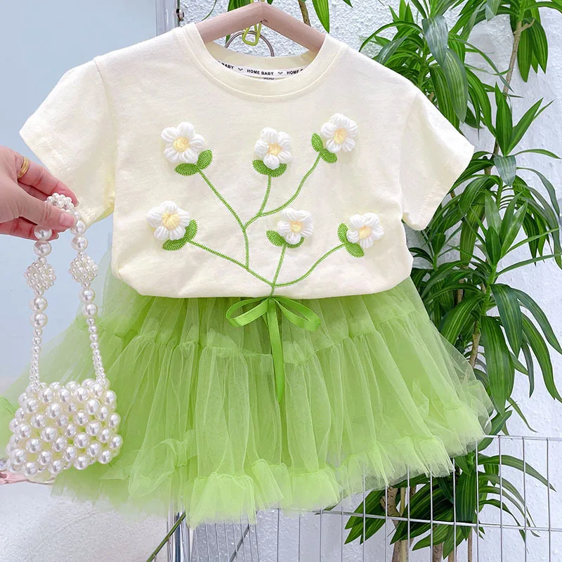

Fashion Girls Tutu Super Fluffy Petticoat Princess Ballet Dance Tutu Skirt Three Dimensional Flower Short Sleeve Kids Cake Skirt