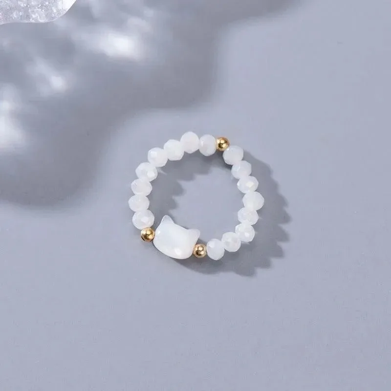 1pcs Natural Moonstone Obsidian Rings Beads Minimalist Fidget Ring Cute - PeticaDeals