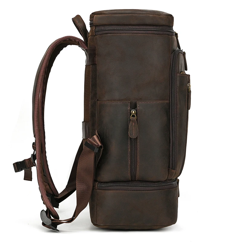 Dry Wet Separation Men Backpack Retro Style Travel Bag For Male Original Handmade Leather Outdoor Bagpack Multifunction Mens