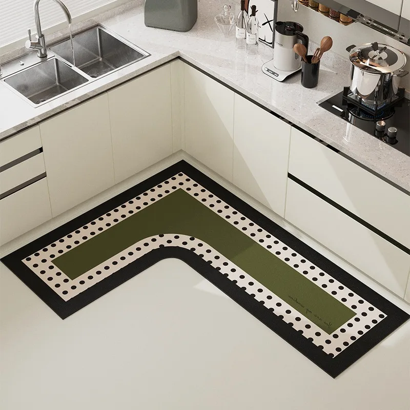 L Shape Kitchen Carpets Corner Non-slip Waterproof  Stain Resistant PVC Foot Mat Comfortable Easy Care Easy Clean Cutting Carpet 2