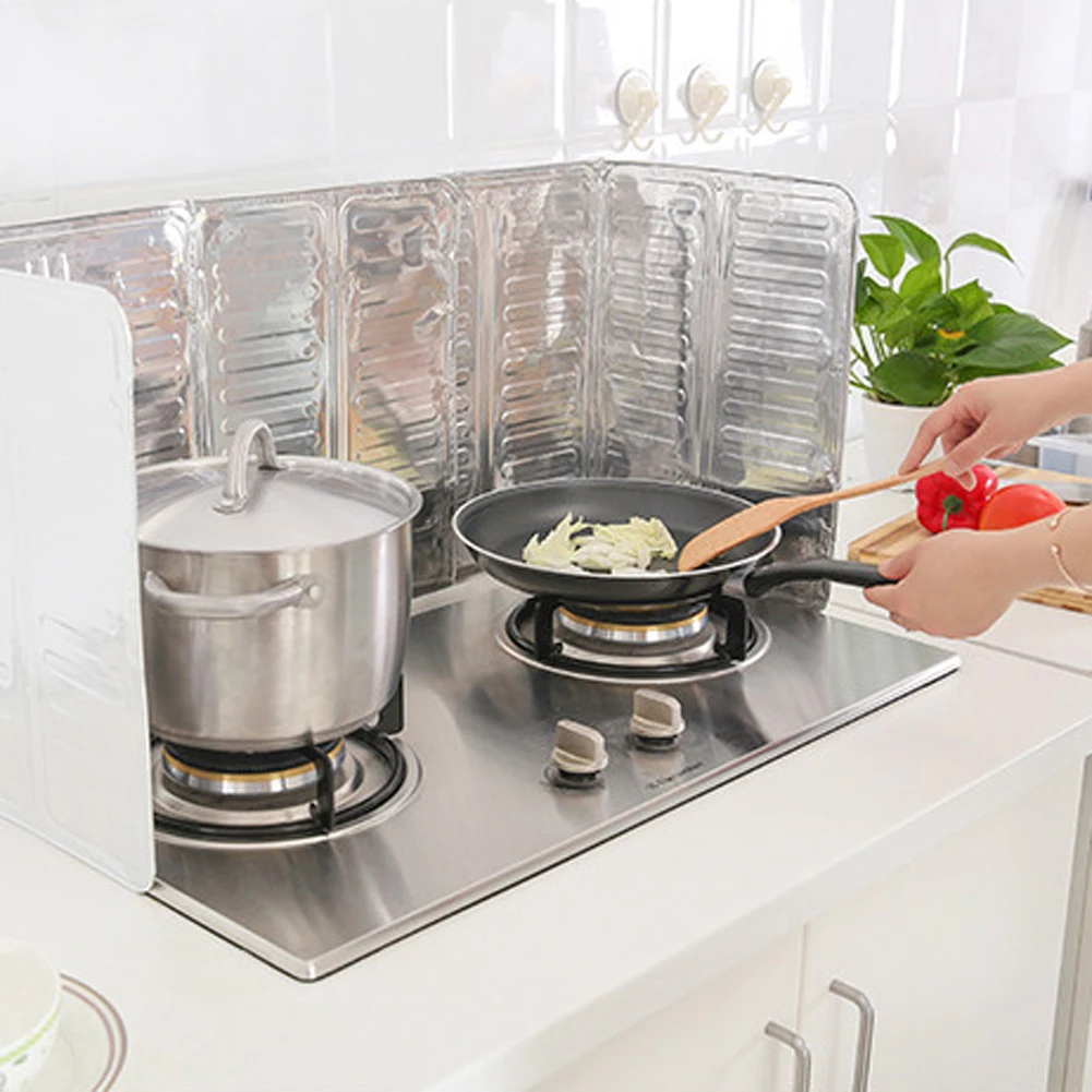 Aluminium Foil Splash Proof Baffle Foldable Gas Stove Baffle Plate Lightweight Heat Insulation User-Friendly Cooking Accessories kitchen splatter screen kitchen splash guard