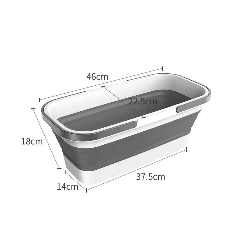 WIKHOSTAR Large Collapsible Plastic Bucket Foldable Mop Bucket Laundry Basket with Handle for House Cleaning Rectangular Basket folding storage bucket