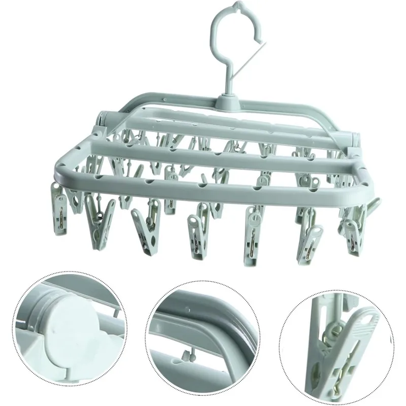 Foldable Drying Rack for Clothes Hanger with 32 ClipsDrip Hanger Plastic Hanging Drying Rack for Clothes  Underwear Socks Clip 5