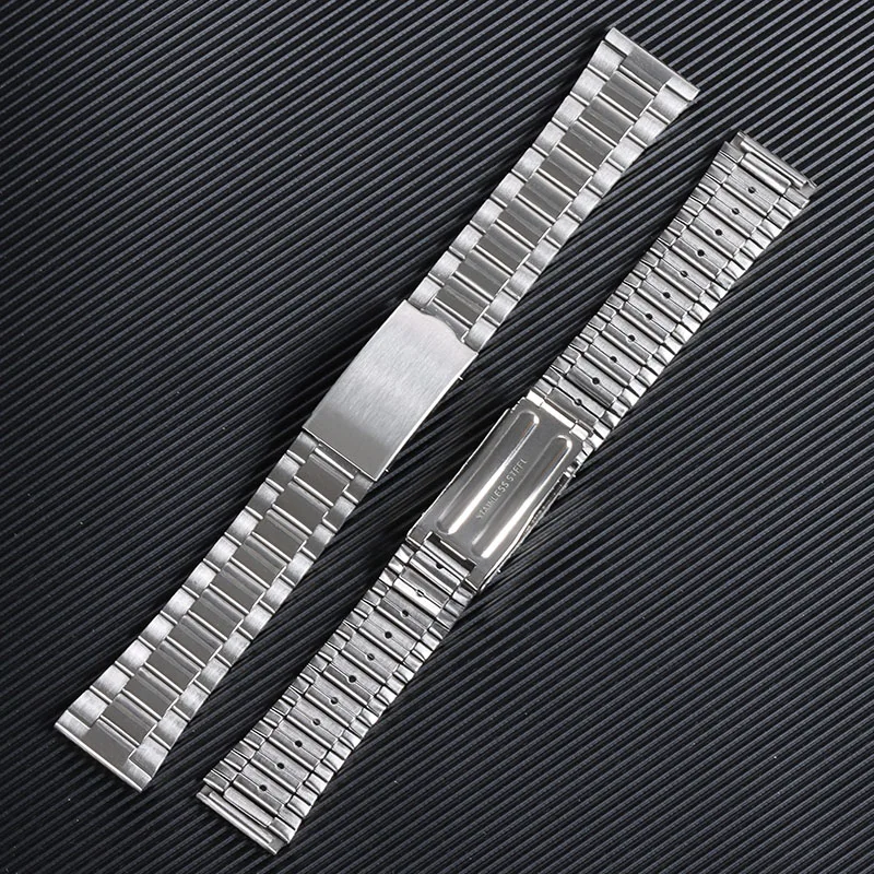 Elegant Silver and Gold Stainless Steel Folding Buckle Watch Band Strap with 3-Bead Design