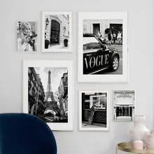 

Paris Towel Fashion Shop Taxi Girl Wall Art Canvas Painting Black White Nordic Posters And Prints Wall Pictures For Living Room