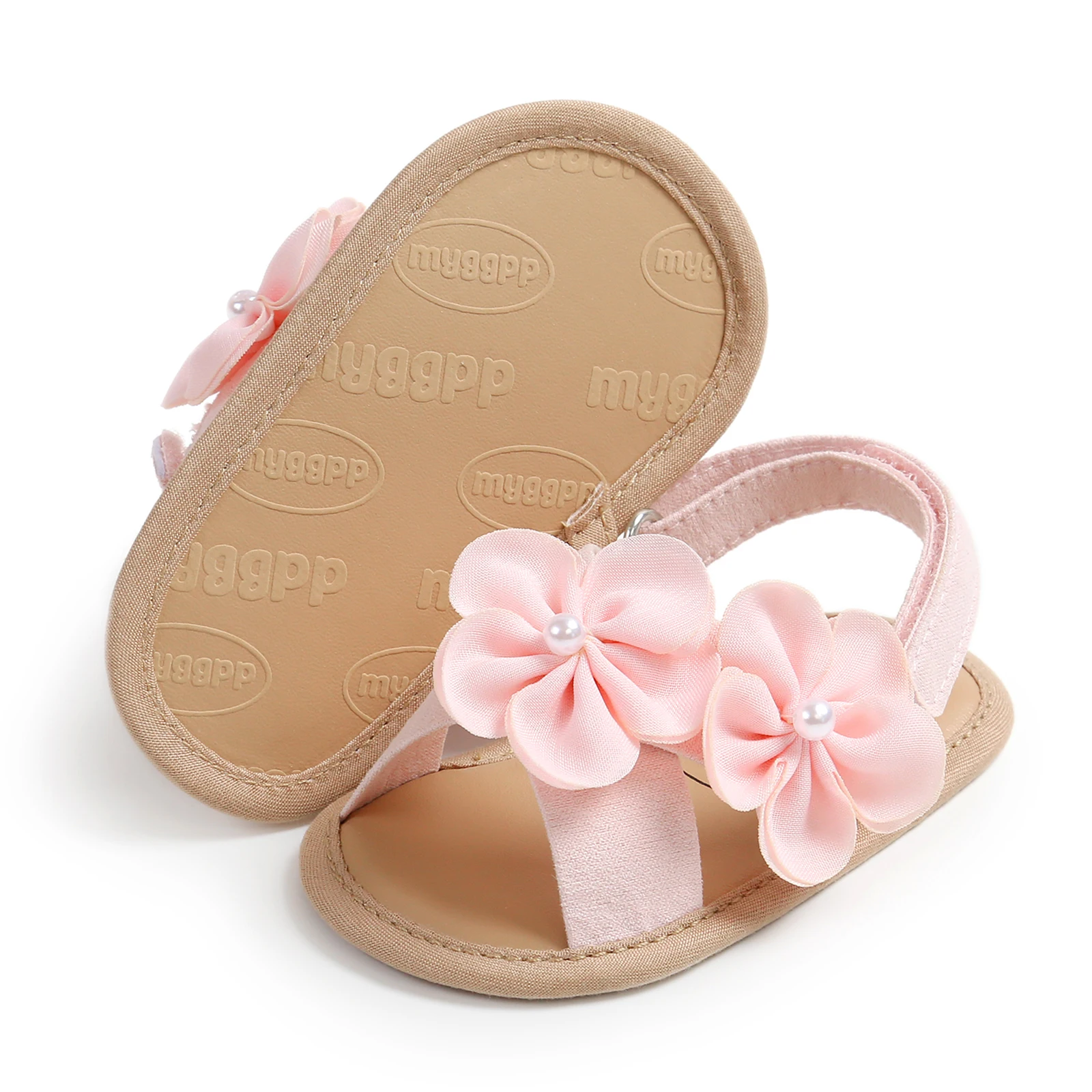 MISOWMNJOY Baby Girls Summer Sandals Beach Shoes Cute Princess Flower Flat Shoes Soft Sole Non-slip Infant First Walker Shoes 3