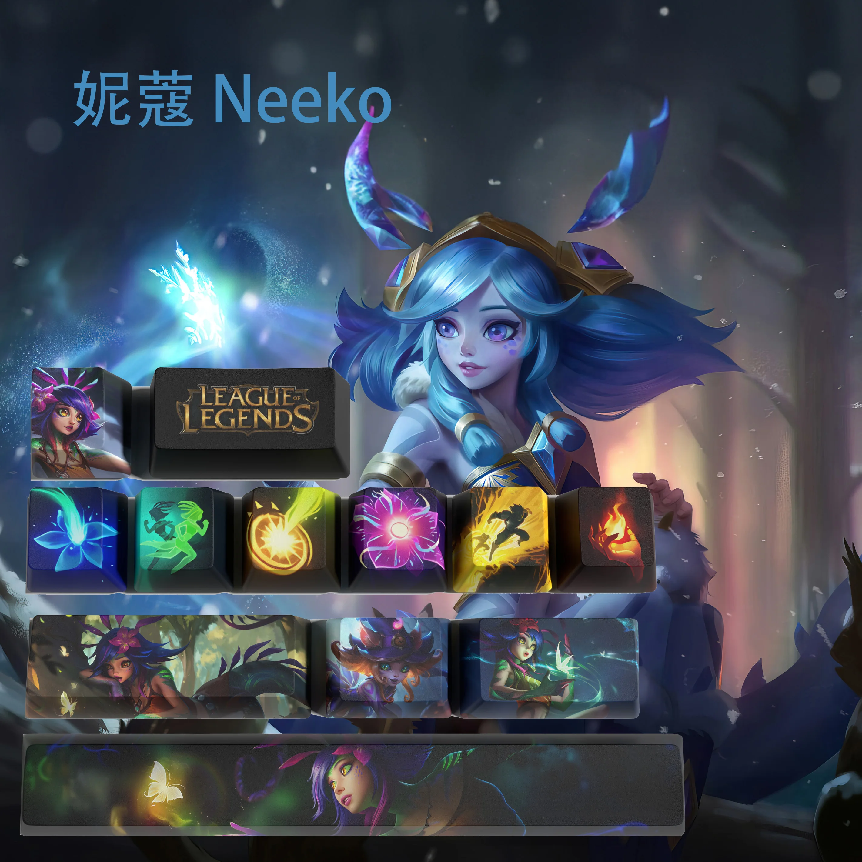 Neeko League of Legends Jogo Keycaps Perfil Oem Pbt Dye Sub 12 Chaves