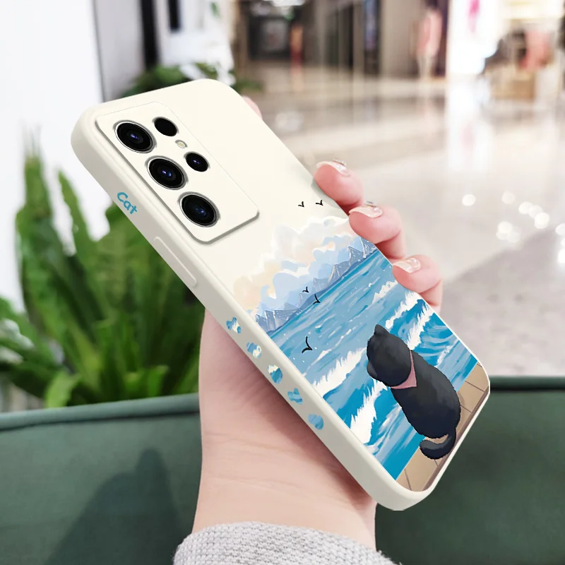 Charming Seaside Cat Phone Case - Whimsical Coastal Design Cover
