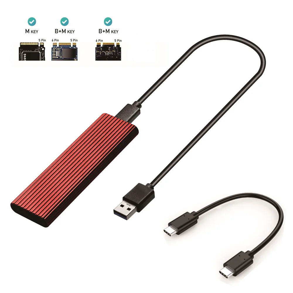 M2 SSD ̽ NVMe Ŭ M.2-USB 3.1 Gen 2 10Gb SSD  NVME NGFF SATA M + B Ű    RTL9210B 2230-2280 SSD
