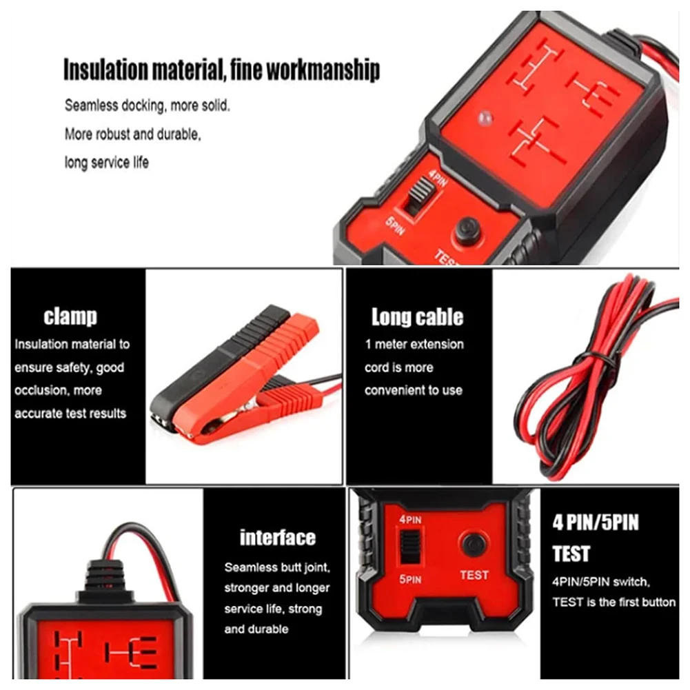 자동차 수리점용 릴레이 분석기 회로 배터리 수리 도구, 4 핀, 5 핀