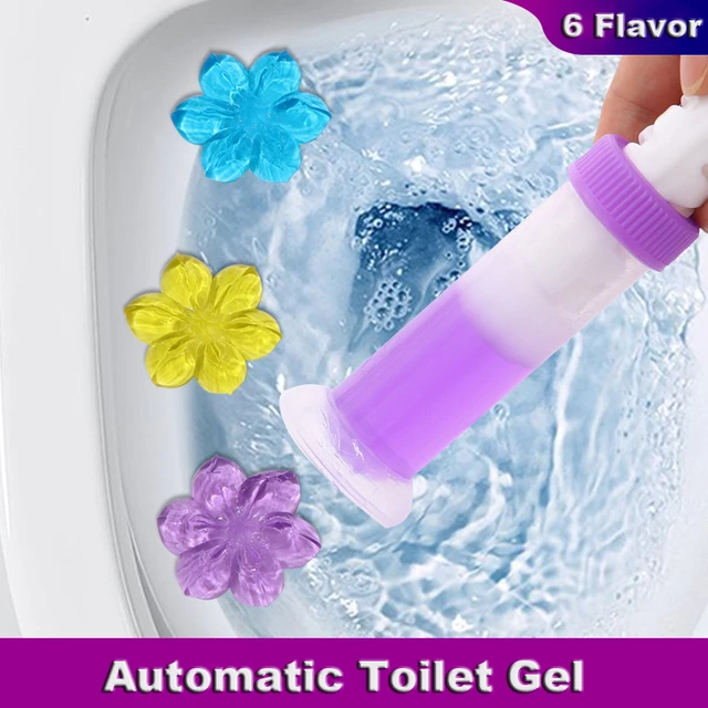 Désodorisant en gel pour toilettes, 6 saveurs, fleur de toilette, tampon de  gel, odeur automatique, produits