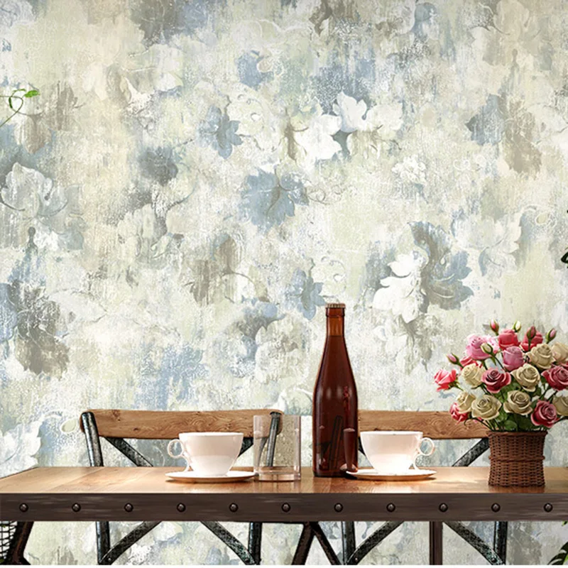

American Village Retro Pastoral Big Flower Wallpaper Bedroom Living Room Sofa Background Wallpaper Floral Papel De Parede