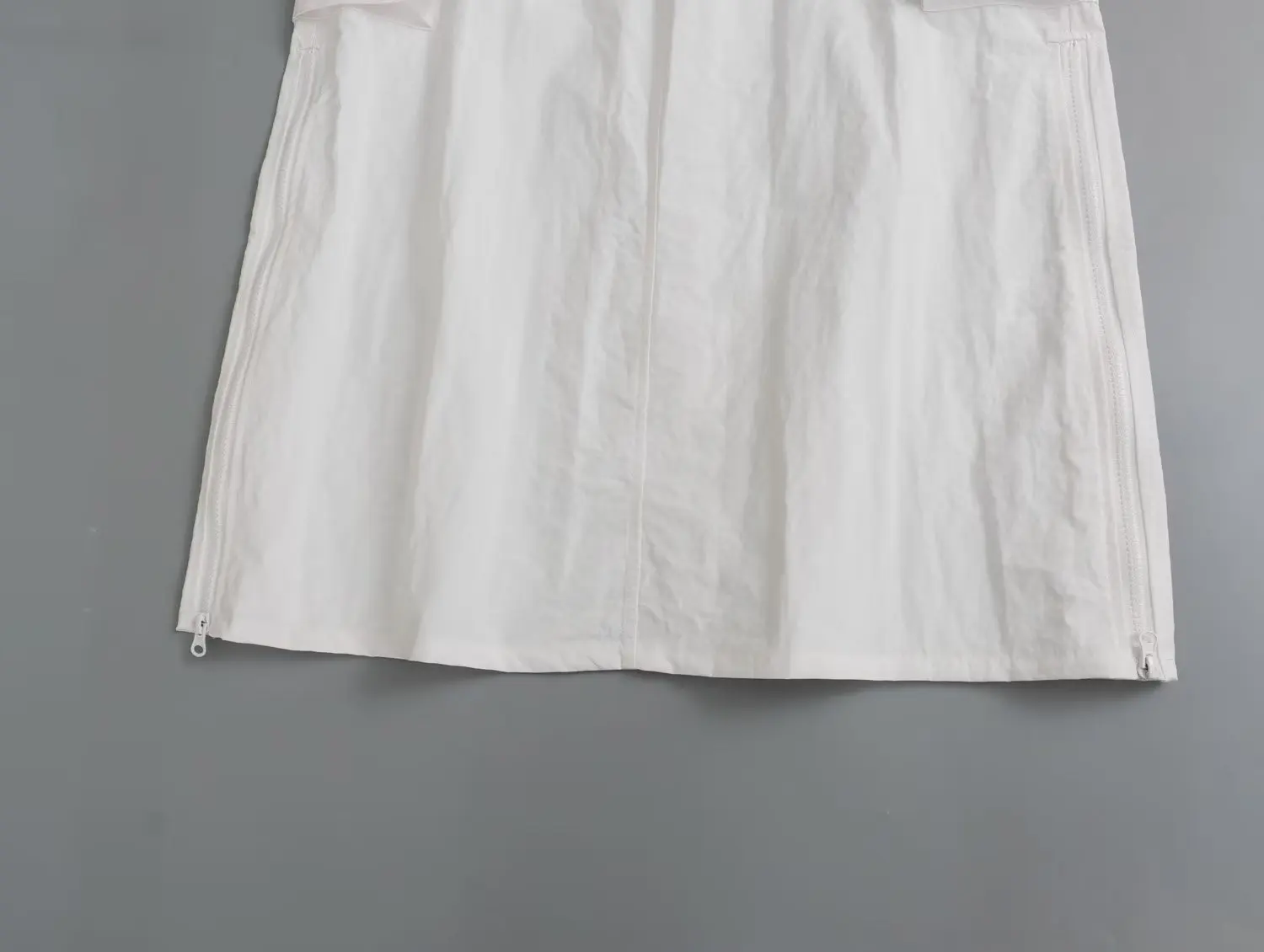 Jenny&Dave England New Medium Waist Nylon Skirts For Women With Vintage Pockets Fashion Ladies White Midi Skirt
