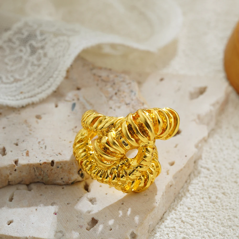 Exaggerate Lava Textured Chunky Rings Opening Adjustable Geometric Knot Irregular Dome Knuckle Ring Designer Jewelry New