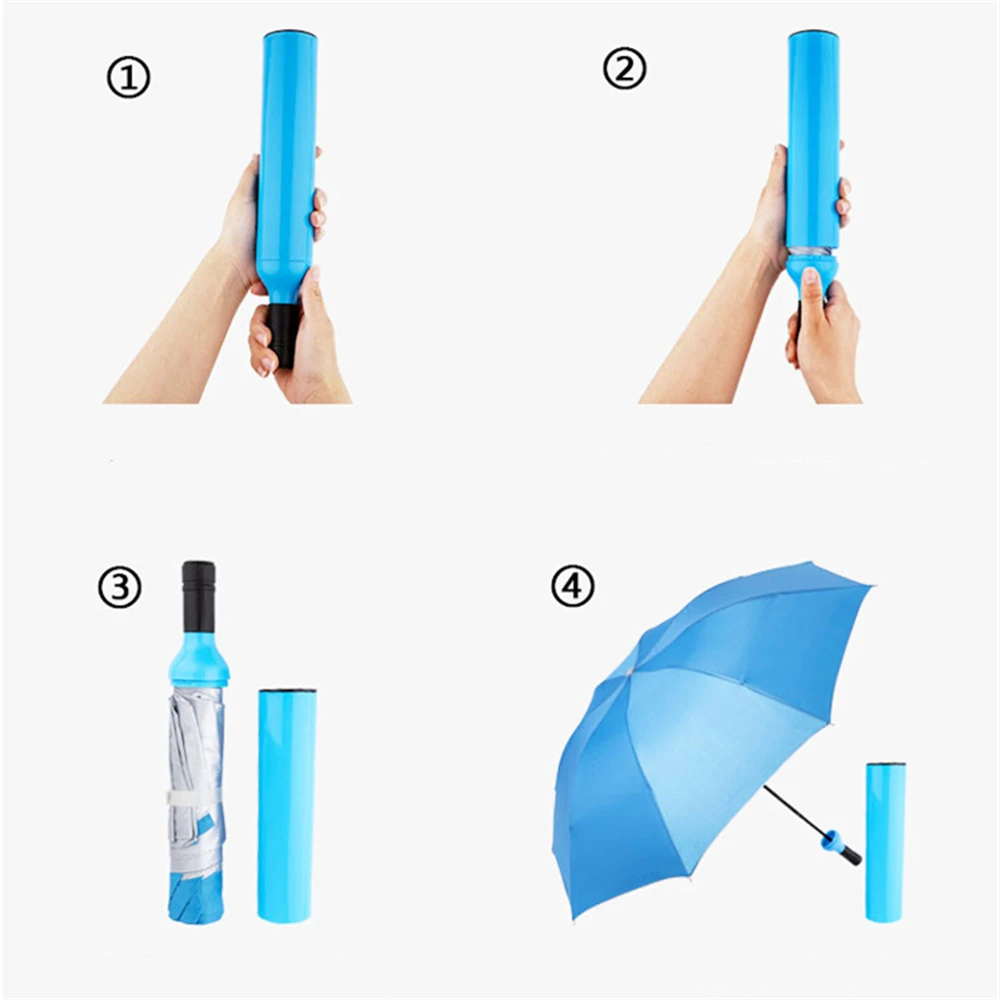 Hiddle Folding Bottle Umbrella Car Travel Compact Pocket Umbrella with Bottle Case Cute Design Wine Umberella