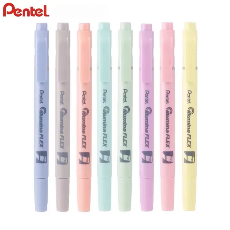 Japan Stationey Pentel SLW11P Macaron 8 Colors Double-nib Highlighter Pen Marker Pen Soft-tip Pen School Supplies